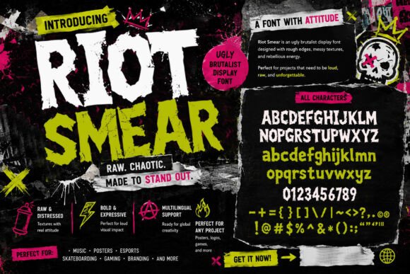 Riot Smear: Embrace the Raw Energy of Brutalist Typography